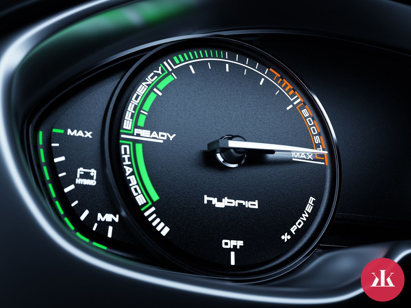 tachometer a otáčkometer hybridného auta