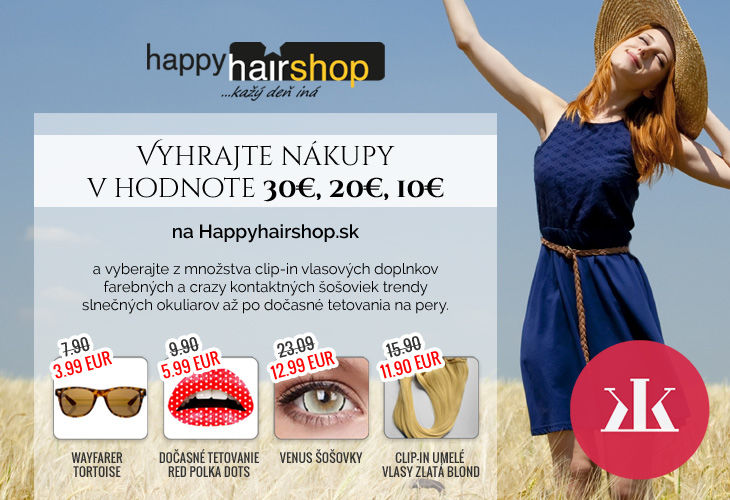 súťaž tri nákupy v hodnote do 30€ na Happyhairshop.sk