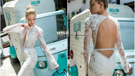 Romantické krajkové svadobné šaty - Michal Medina - Gold Couture