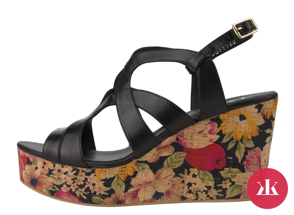 Klinové topánky Jones s kvetovanou potlačou sú skvelým doplnkom na jar a leto.