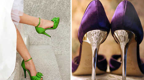 Farebné svadobné topánky ako nádherný doplnok